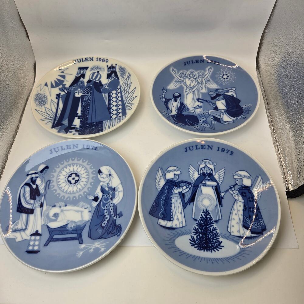 Porsgrund Norway Christmas Plates Set of 4 1969–1974 Limited Edition 6.75”